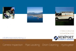 Postcard-design-for-plumbing-company-showing logo, contact info and pics of services