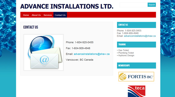 Website Design for a Plumbing company in Vancouver BC