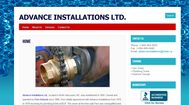 Design of WEbsite for North Vancouver Plumbing company