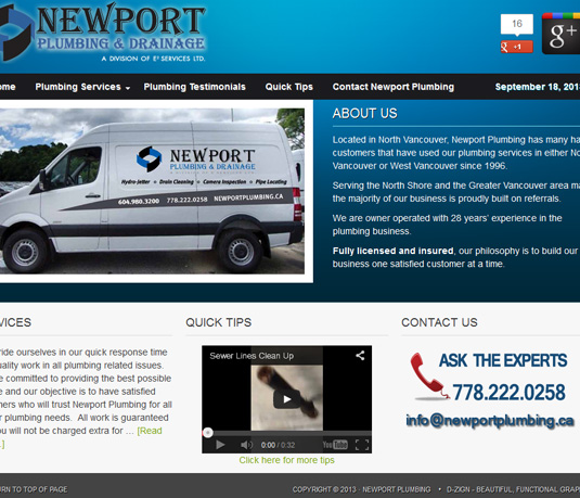 Newport Plumbing – North Vancouver – Website Design